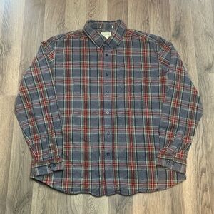 Vintage 1990s LL Bean Scotch Plaid Flannel Button Down Shirt Mens Size XL